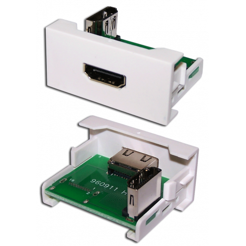 22.5x45 Mosaic insert with HDMI 90 degrees adapter, female, white